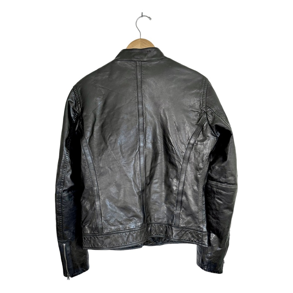 Banana Republic Women's Leather Jacket Asymmetrical Zipper Zip Cuffs Size Medium - Picture 9 of 15